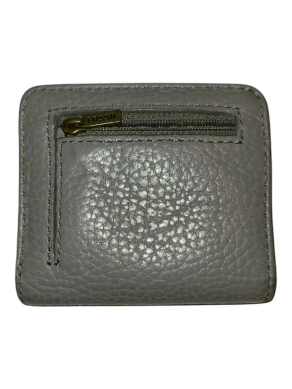 Fossil Pebbled Gray Leather Bifold Wallet